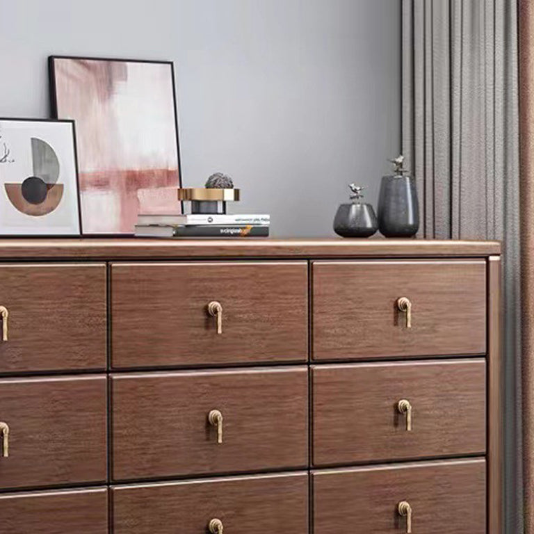 Mid Century Modern Chest Wood Rectangular Chest in Walnut Finish