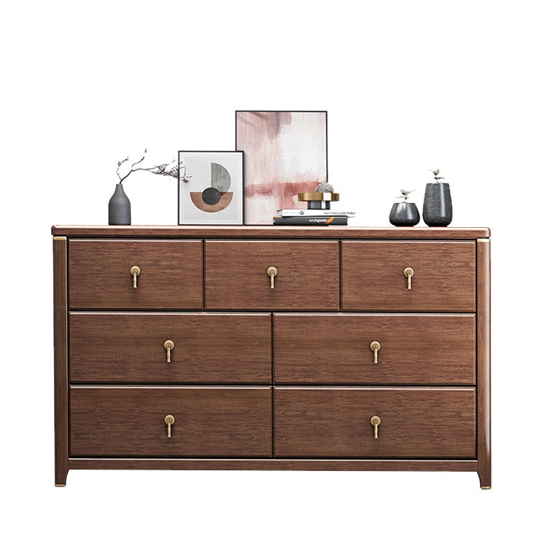 Mid Century Modern Chest Wood Rectangular Chest in Walnut Finish