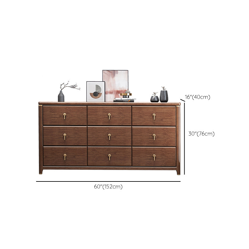 Mid Century Modern Chest Wood Rectangular Chest in Walnut Finish