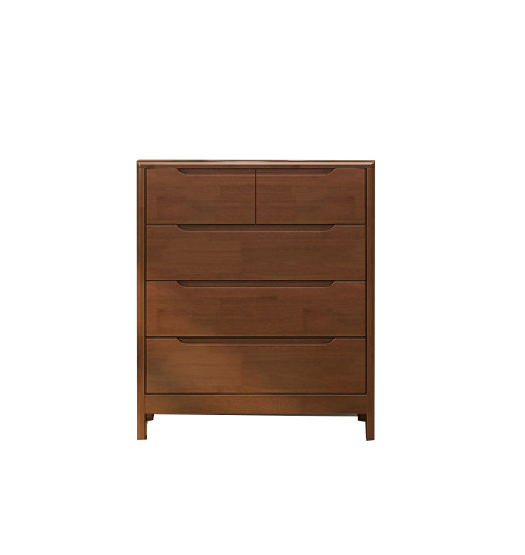 Mid-Century Modern Chest Rubberwood Squared Legs Grooves with Drawer Accent Chest