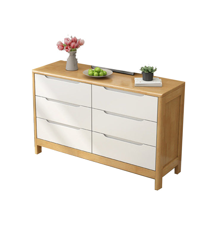 Mid-Century Modern Chest Rubberwood Squared Legs Grooves with Drawer Accent Chest
