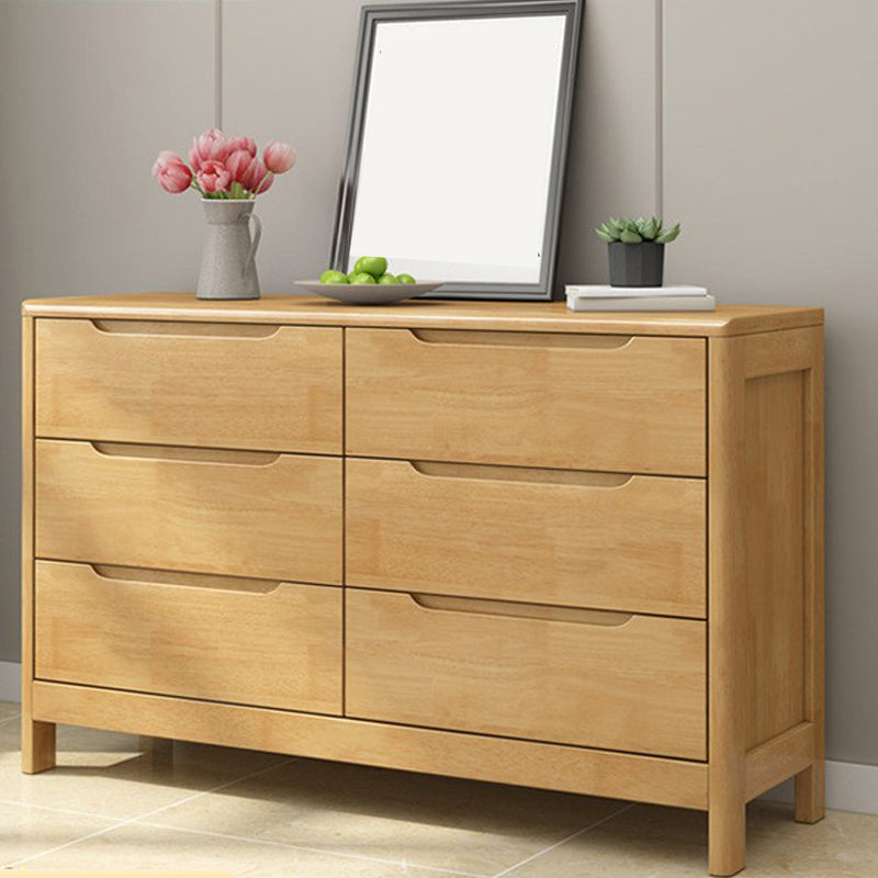 Mid-Century Modern Chest Rubberwood Squared Legs Grooves with Drawer Accent Chest