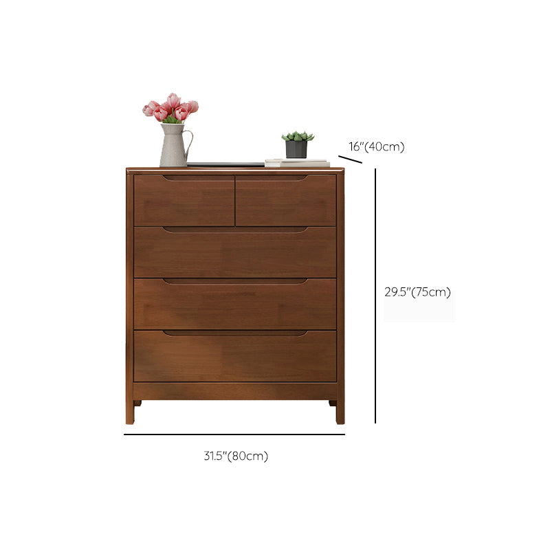 Mid-Century Modern Chest Rubberwood Squared Legs Grooves with Drawer Accent Chest