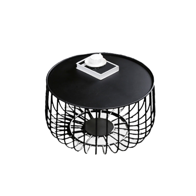 Mid-century Modern Iron Round Coffee Table, Frame Base Cocktail Table