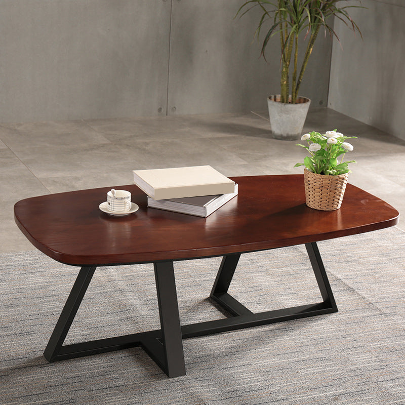Modern Style 1 Single Coffee Table Pine Wood Brown Cocktail Table