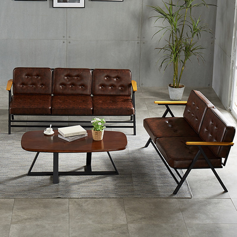 Modern Style 1 Single Coffee Table Pine Wood Brown Cocktail Table