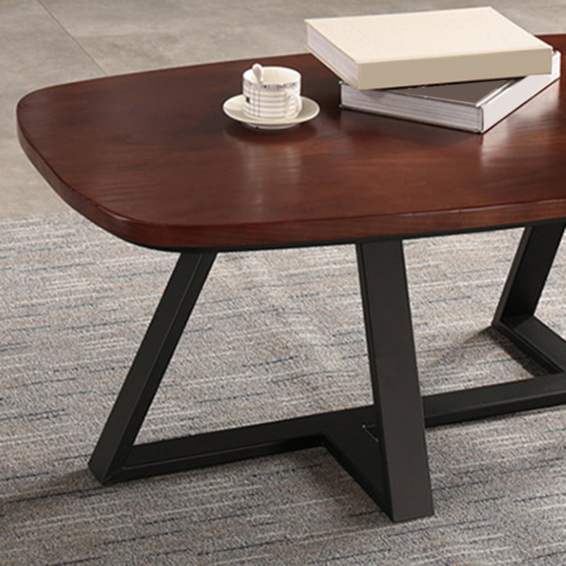 Modern Style 1 Single Coffee Table Pine Wood Brown Cocktail Table