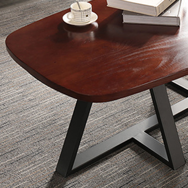 Modern Style 1 Single Coffee Table Pine Wood Brown Cocktail Table