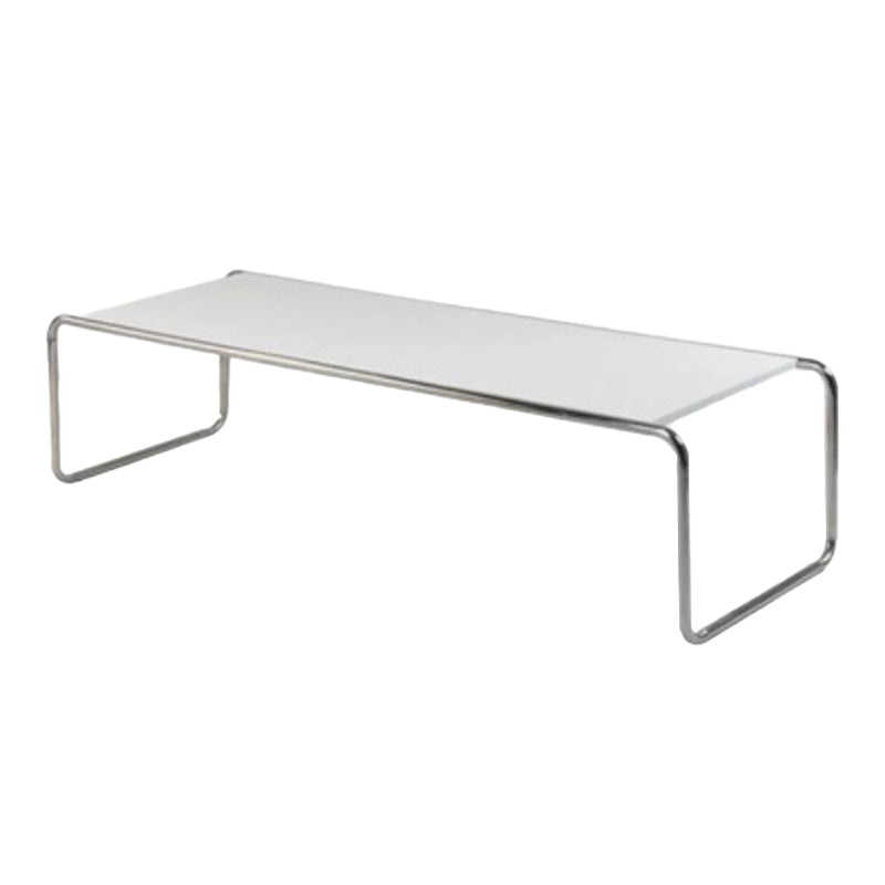 Contemporary Rectangle Solid Wood Coffee Table with Steel Sled Base