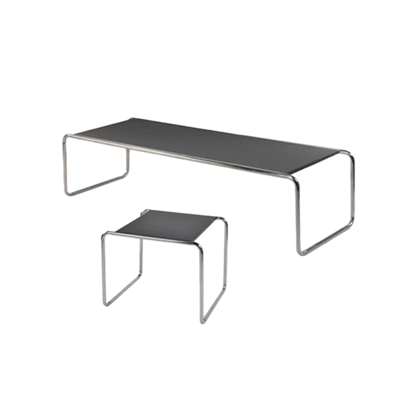 Contemporary Rectangle Solid Wood Coffee Table with Steel Sled Base