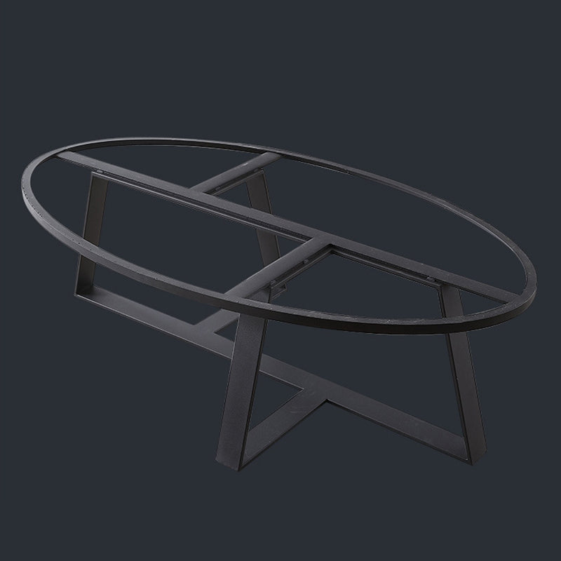 Marble Oval Coffee Table Metal Frame Abstract Cocktail Table