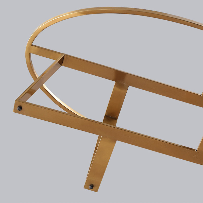 Marble Oval Coffee Table Metal Frame Abstract Cocktail Table