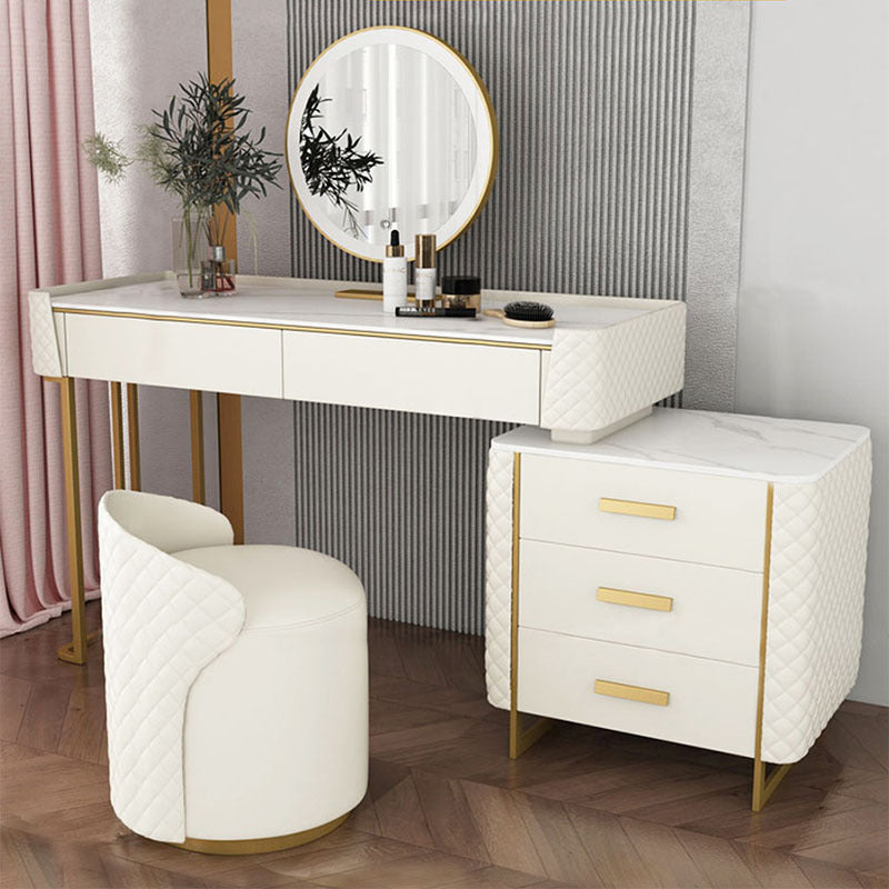 17.71" Wide Pine Dresser with 5 Storage Drawers Cream Vanity Table for Bedroom