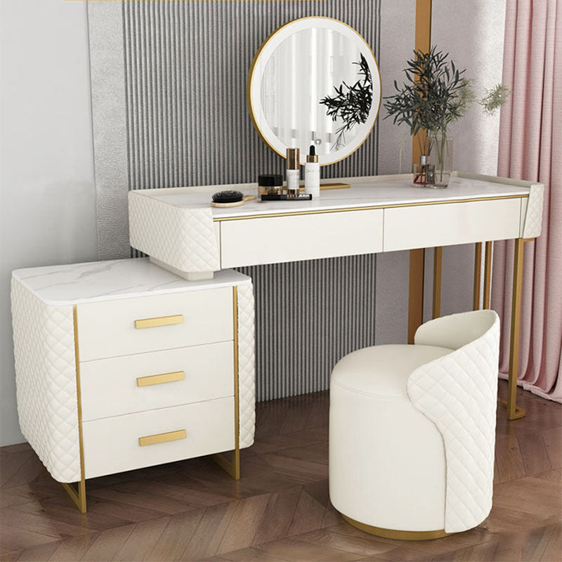 17.71" Wide Pine Dresser with 5 Storage Drawers Cream Vanity Table for Bedroom