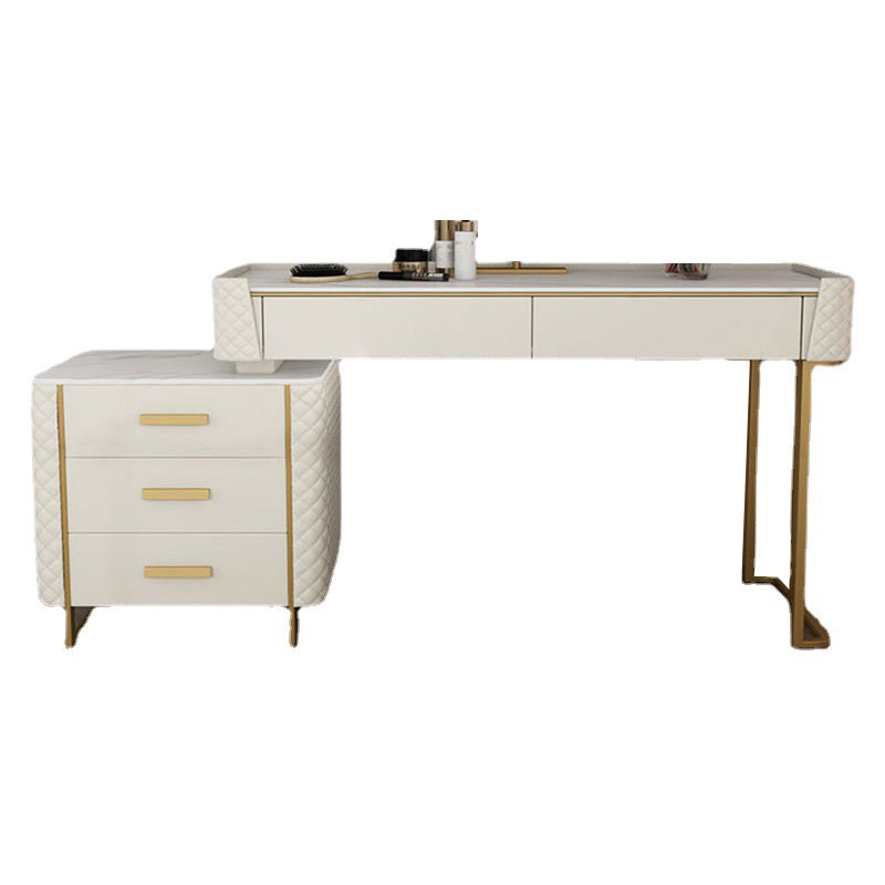 17.71" Wide Pine Dresser with 5 Storage Drawers Cream Vanity Table for Bedroom