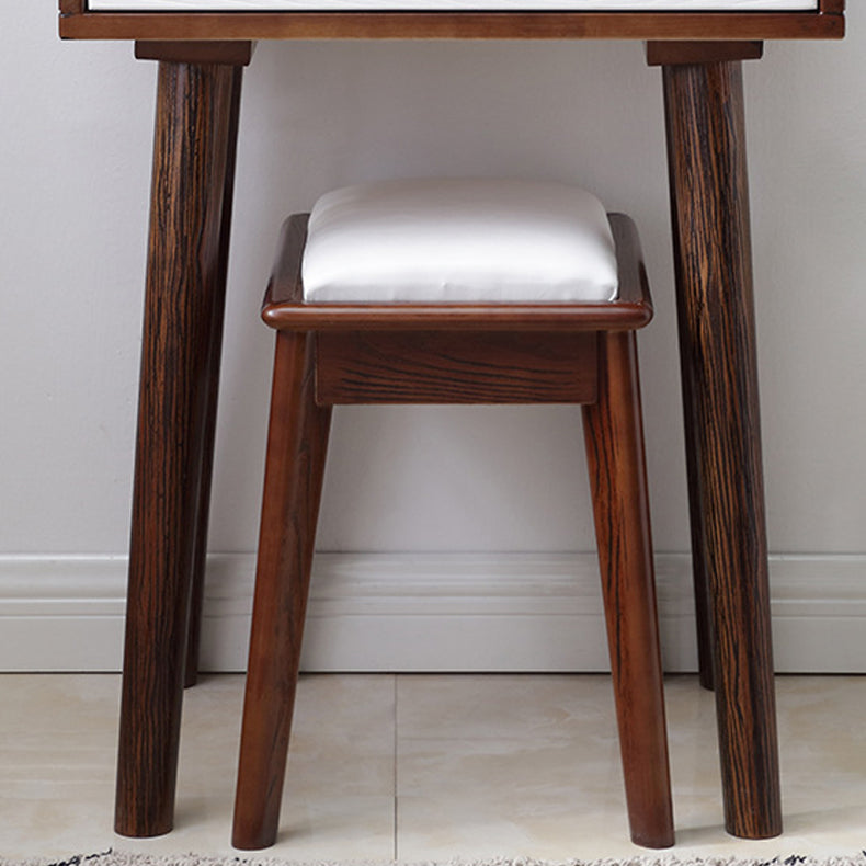 15.74" Wide Solid Wood Dresser 1-Drawer Vanity Table with Stool and Mirror