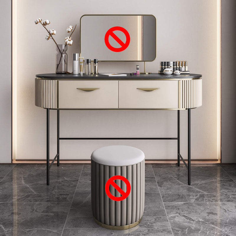 Vanity Set with 2 Storage Drawers 17.71" Wide Dresser with Mirror and Padded Stool