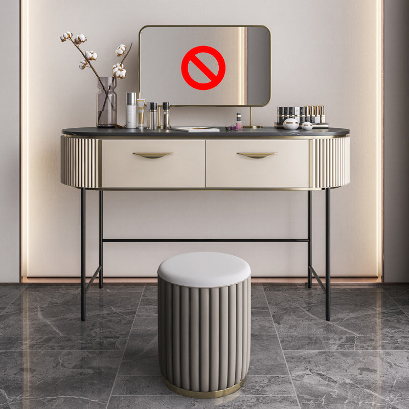 Vanity Set with 2 Storage Drawers 17.71" Wide Dresser with Mirror and Padded Stool