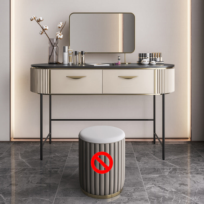 Vanity Set with 2 Storage Drawers 17.71" Wide Dresser with Mirror and Padded Stool
