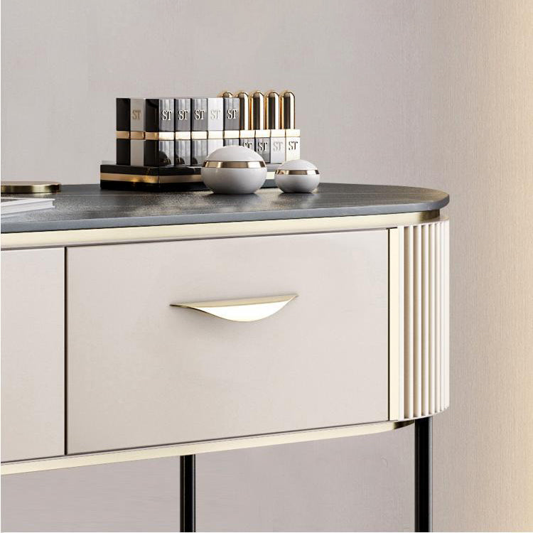 Vanity Set with 2 Storage Drawers 17.71" Wide Dresser with Mirror and Padded Stool