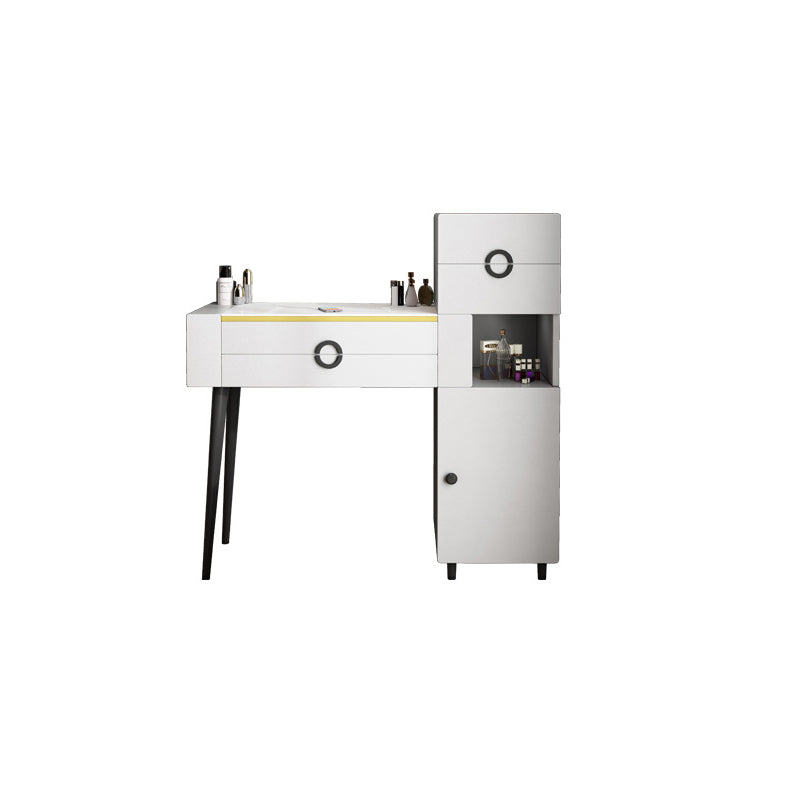 4-Drawers Glass/Stone Top Dressing Table Luxurious Metal Vanity