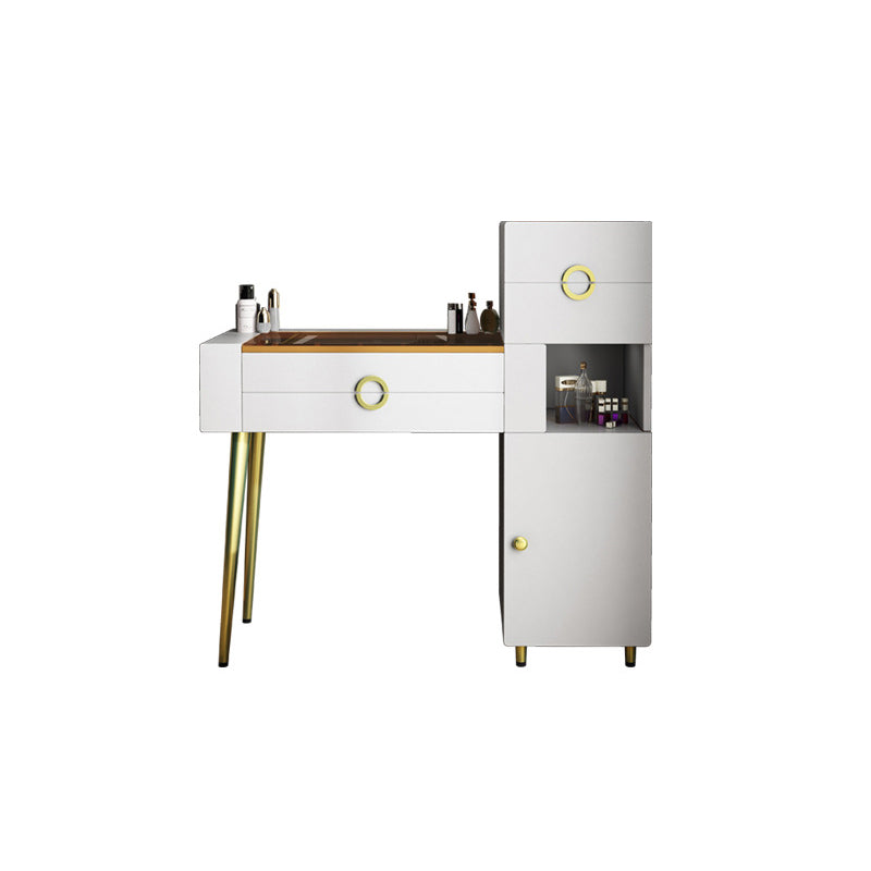 4-Drawers Glass/Stone Top Dressing Table Luxurious Metal Vanity