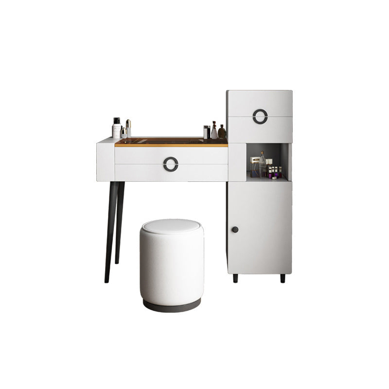 4-Drawers Glass/Stone Top Dressing Table Luxurious Metal Vanity