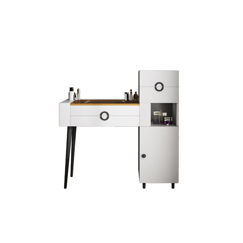 4-Drawers Glass/Stone Top Dressing Table Luxurious Metal Vanity