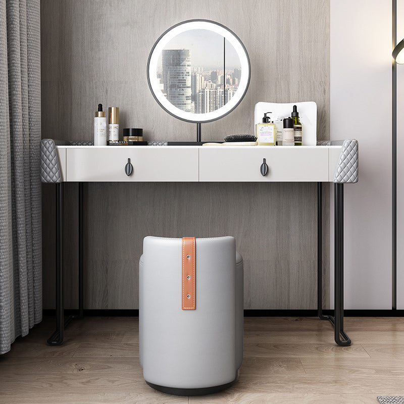 Gray Vanity Desk with 2 Storage Drawers 17.32" Wide Wood Vanity Set, Modern Style