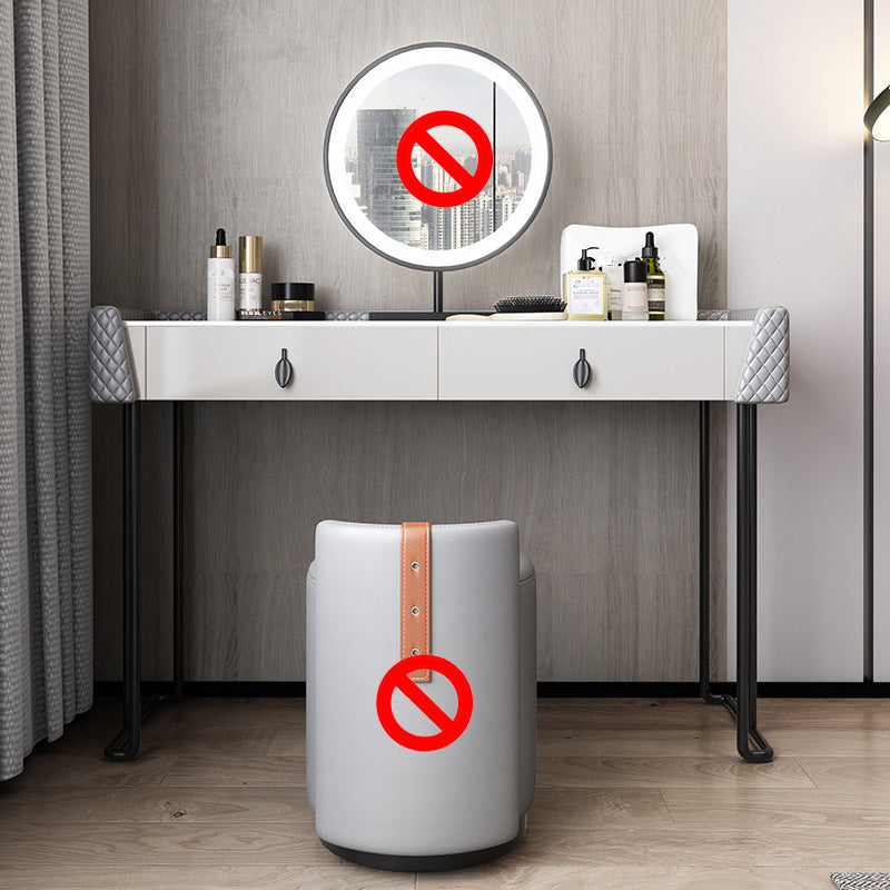 Gray Vanity Desk with 2 Storage Drawers 17.32" Wide Wood Vanity Set, Modern Style