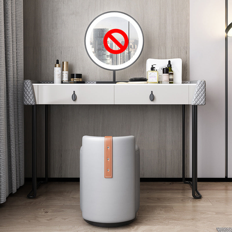 Gray Vanity Desk with 2 Storage Drawers 17.32" Wide Wood Vanity Set, Modern Style