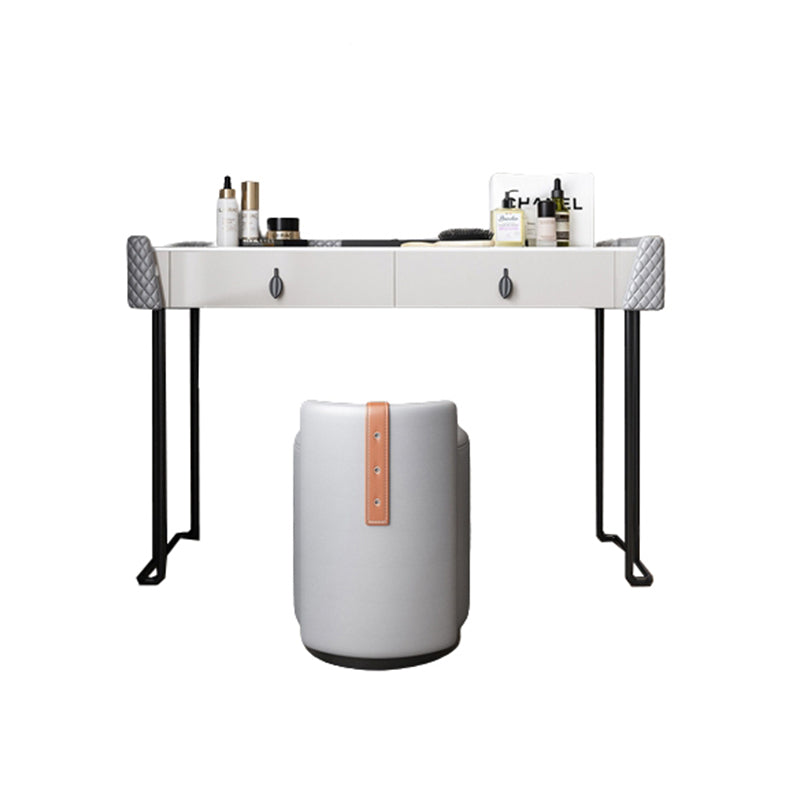 Gray Vanity Desk with 2 Storage Drawers 17.32" Wide Wood Vanity Set, Modern Style