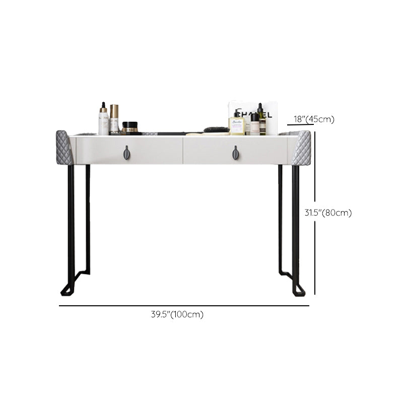 Gray Vanity Desk with 2 Storage Drawers 17.32" Wide Wood Vanity Set, Modern Style