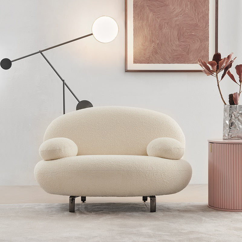 Standard Round Arm Sofa Modern Minimalist Fabric Sofa in White