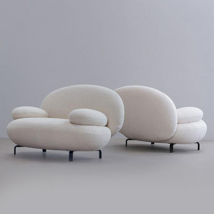 Standard Round Arm Sofa Modern Minimalist Fabric Sofa in White