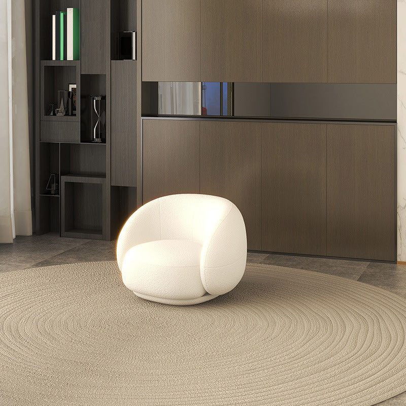 Contemporary Wool Curved Sofa Minimalist Beige Sloped Arm Sofa