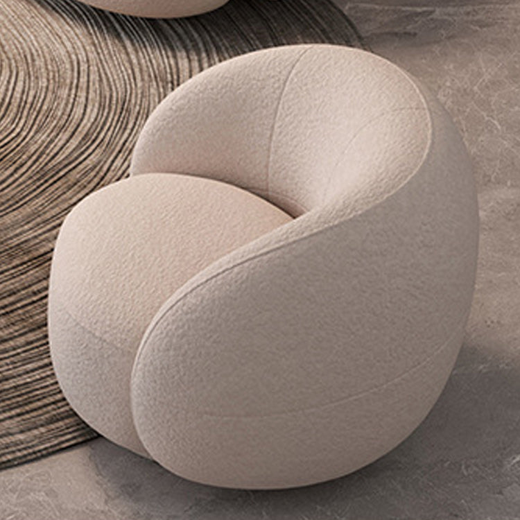 Contemporary Wool Curved Sofa Minimalist Beige Sloped Arm Sofa