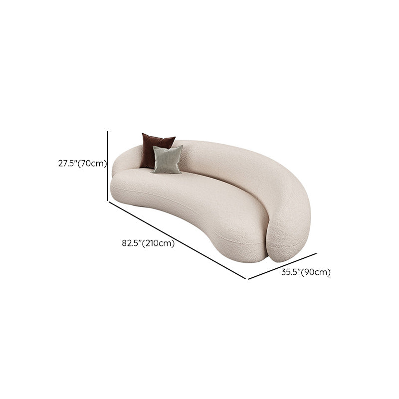 Contemporary Wool Curved Sofa Minimalist Beige Sloped Arm Sofa