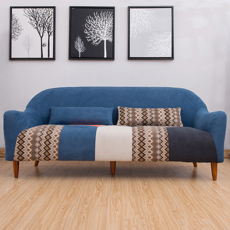 31.88" High Sloped Arm Sofa Modern Style Pillow Back Fabric Sofa