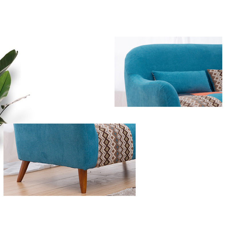 31.88" High Sloped Arm Sofa Modern Style Pillow Back Fabric Sofa