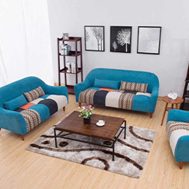 31.88" High Sloped Arm Sofa Modern Style Pillow Back Fabric Sofa