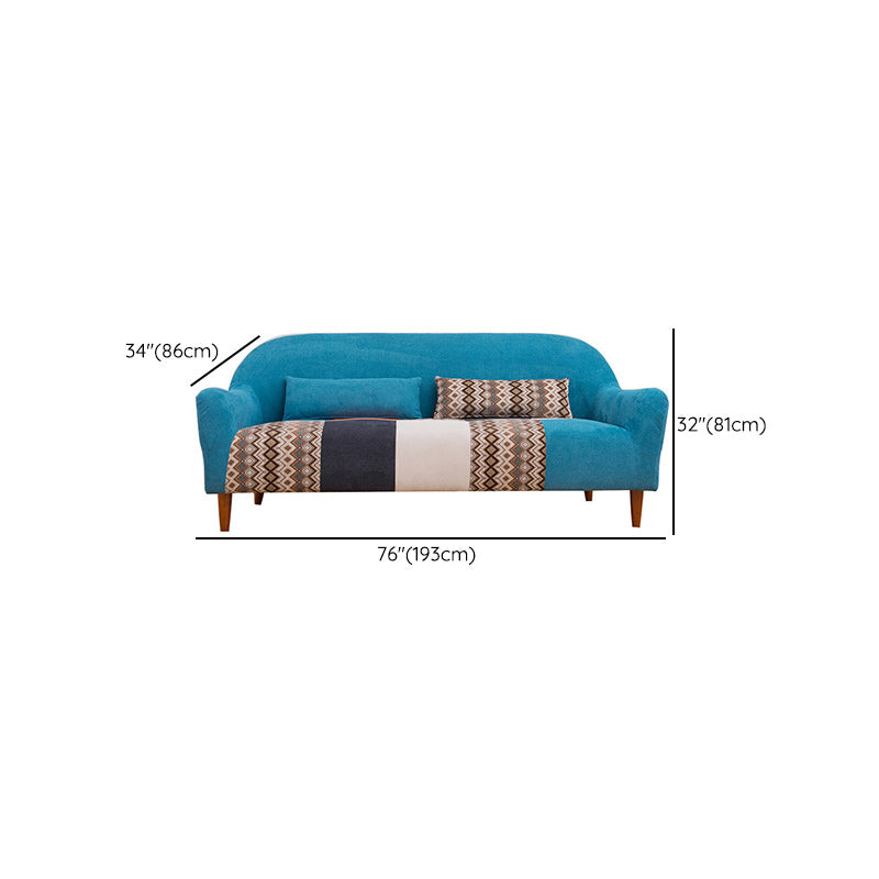 31.88" High Sloped Arm Sofa Modern Style Pillow Back Fabric Sofa