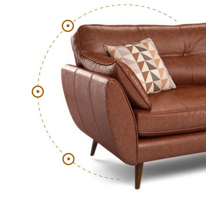 Contemporary Faux Leather Stationary Flared Arm Cushions Seating