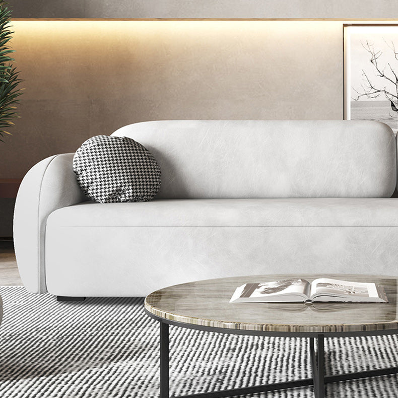 Contemporary 2/3-seater Sofa in Gray Faux Leather Round Arm Sofa