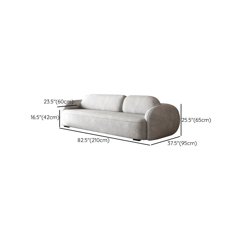 Contemporary 2/3-seater Sofa in Gray Faux Leather Round Arm Sofa