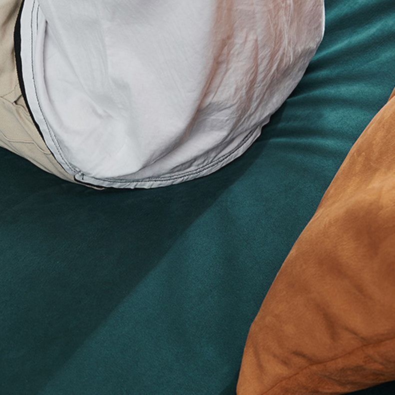 Modern Style Suede Sofa Standard Square Arm Sofa with Pillows