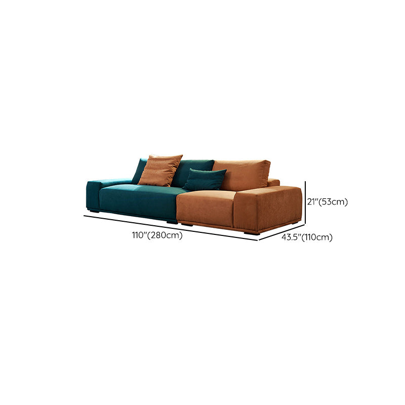 Modern Style Suede Sofa Standard Square Arm Sofa with Pillows