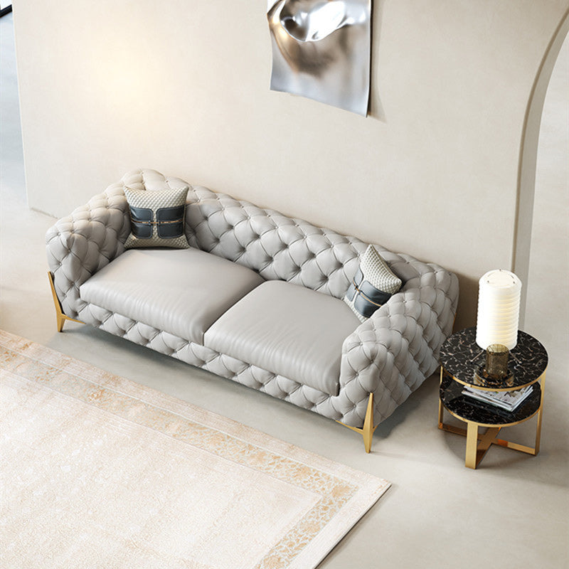 Tufted Contemporary Sofa in Gray 30.31" High Tuxedo Arm Sofa