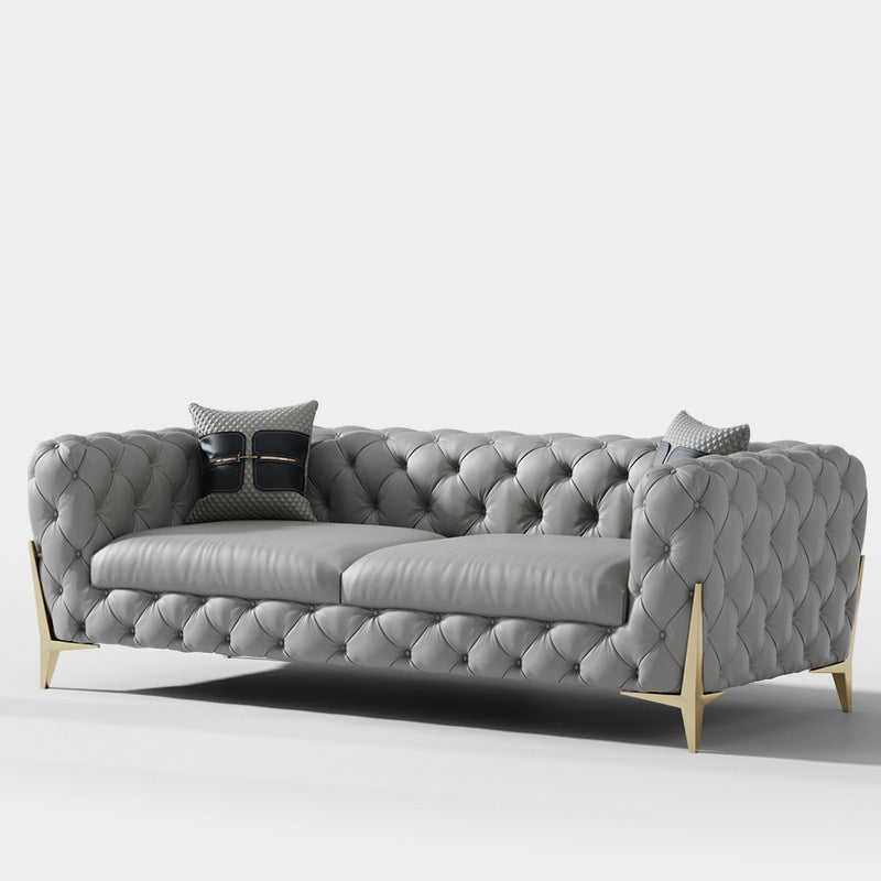 Tufted Contemporary Sofa in Gray 30.31" High Tuxedo Arm Sofa