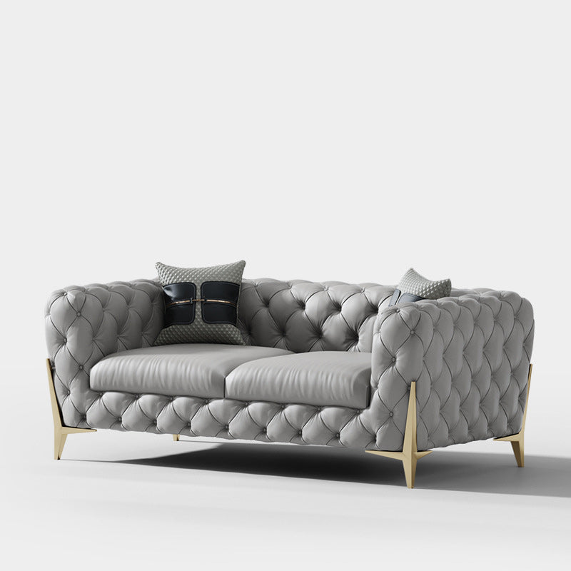 Tufted Contemporary Sofa in Gray 30.31" High Tuxedo Arm Sofa